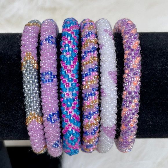 Hand Crafted Jewelry - HAND CRAFTED in Nepal Beaded Bracelets (set of 6) #116